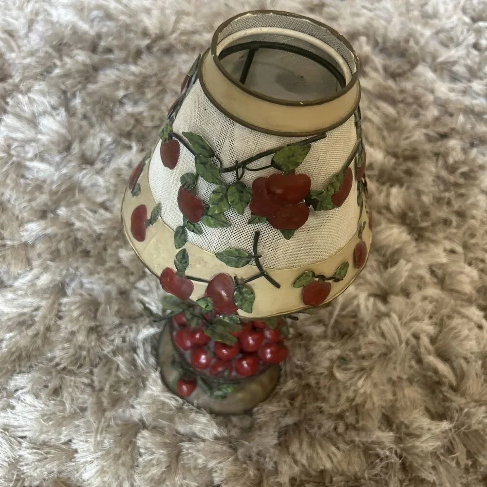 Vintage Home Interiors 3D Apple Tree Basket Lamp Shade Votive Candle Holder
